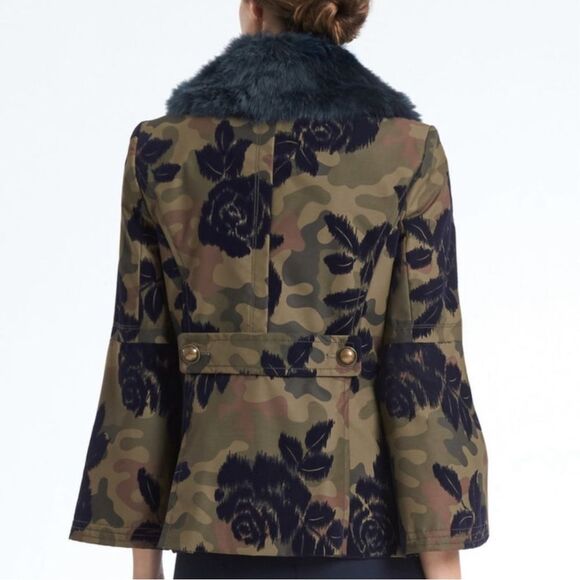NWT Banana Republic Peacoat Jacket Olive Camo Navy Faux Fur Collar Size XSP New - Picture 8 of 16